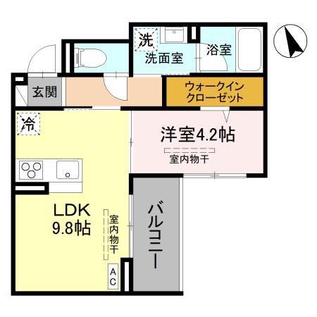 TORISIAS 東城南 B(1LDK/3階)の間取り写真
