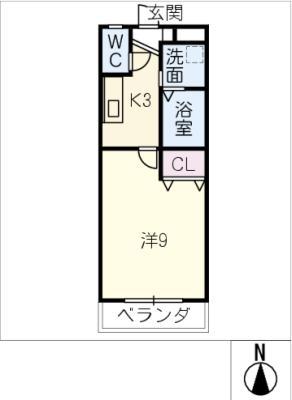 名鉄三河線 土橋駅(愛知) 徒歩14分 3階建 築23年(1K/2階)の間取り写真