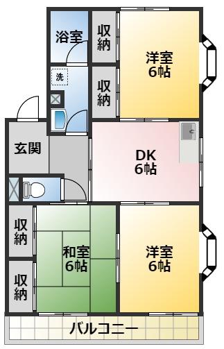 ル・レーヴ・I(3DK/1階)の間取り写真