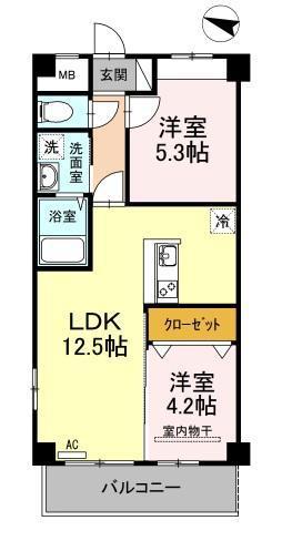 OTO寺家駅前(2LDK/3階)の間取り写真