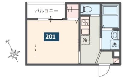 MELDIA行徳III(1K/2階)の間取り写真