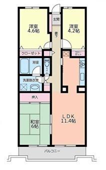 コンフォール北寺尾(3LDK/3階)の間取り写真