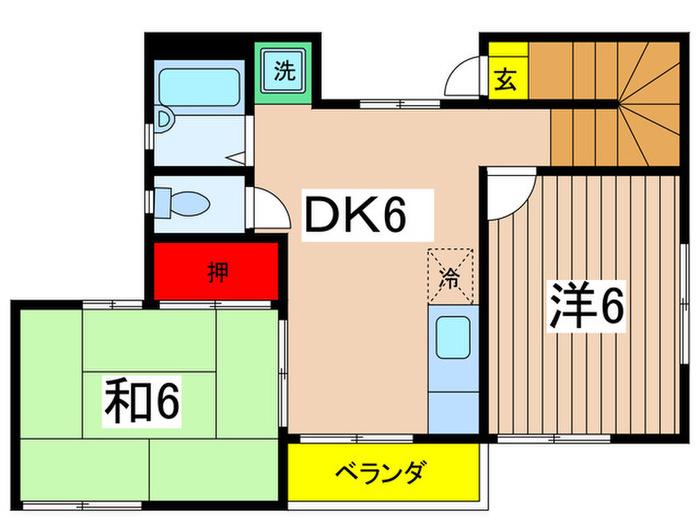 青山コーポC(2DK/2階)の間取り写真