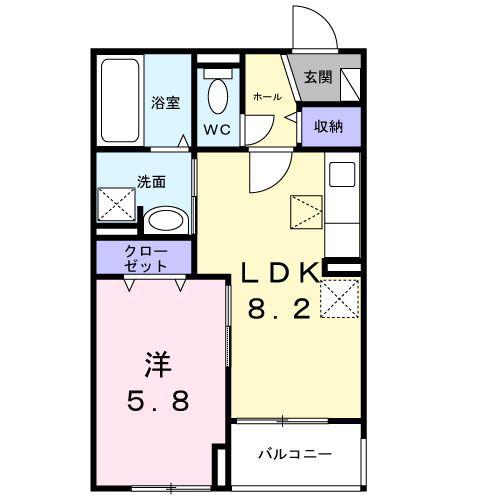 浜甲子園1丁目アパート(1LDK/1階)の間取り写真