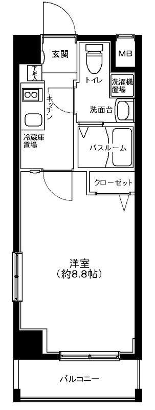 グランフォース中野富士見町(1K/3階)の間取り写真