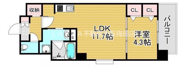 LAGRACE福島II(1LDK/6階)の間取り写真