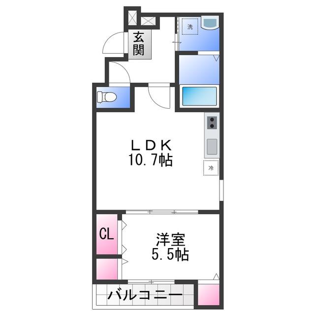 フジパレス高石加茂(1LDK/3階)の間取り写真