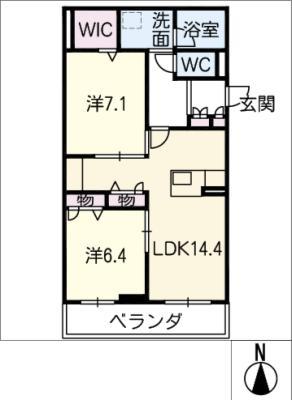 REORIENT 上浜町(2LDK/3階)の間取り写真