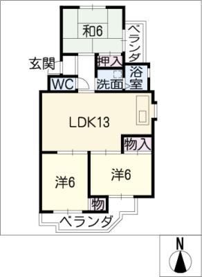 ハイツ高御堂J棟(3LDK/3階)の間取り写真