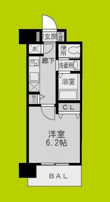 エス・キュート上本町イースト(1K/6階)の間取り写真