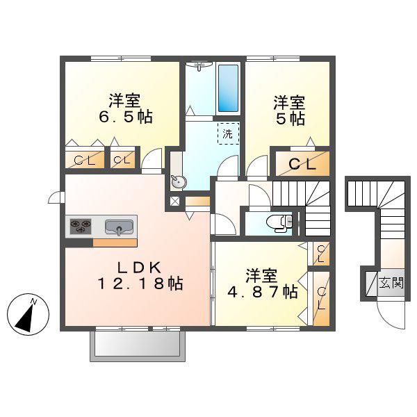 ヴィラ・ボヌール C棟(3LDK/2階)の間取り写真