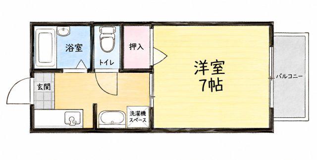 フレグランス御影I(1K/1階)の間取り写真