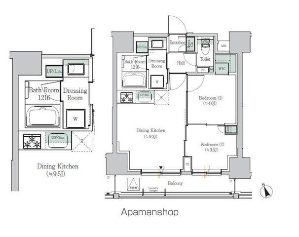ONE ROOF RESIDENCE ASAKUSABASHI(2DK/10階)の間取り写真