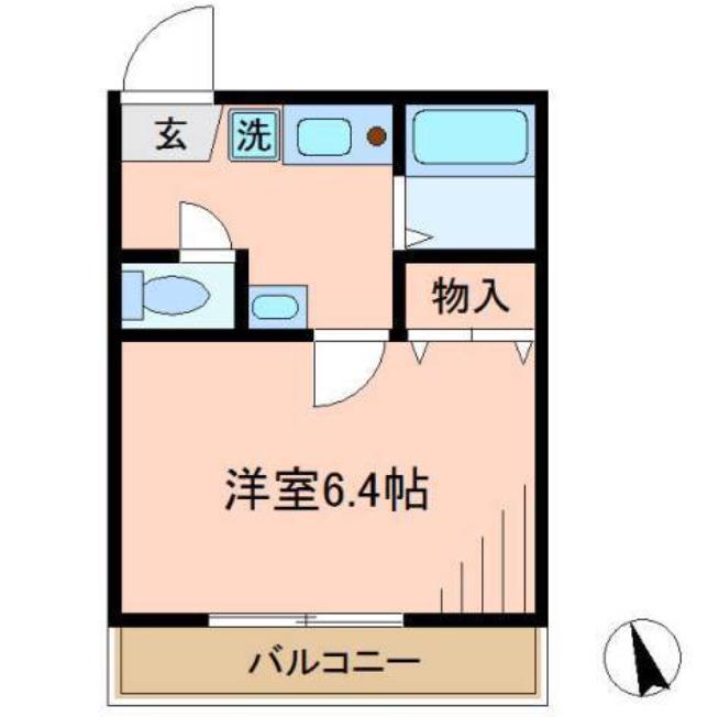 フルール(1K/2階)の間取り写真