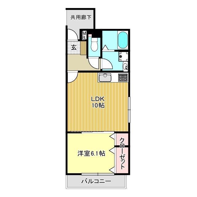 フィールドコート フォリア(1LDK/1階)の間取り写真