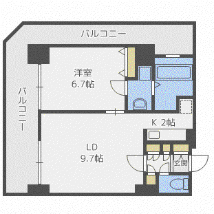 グランドタワー札幌(1LDK/4階)の間取り写真