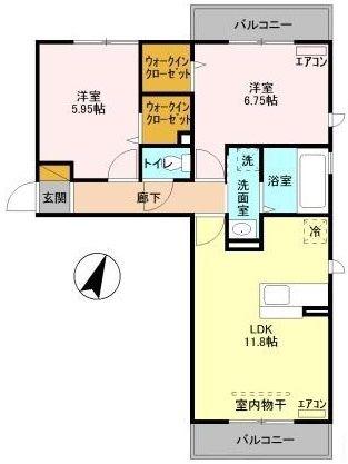 ルシェリア一番館(2LDK/3階)の間取り写真