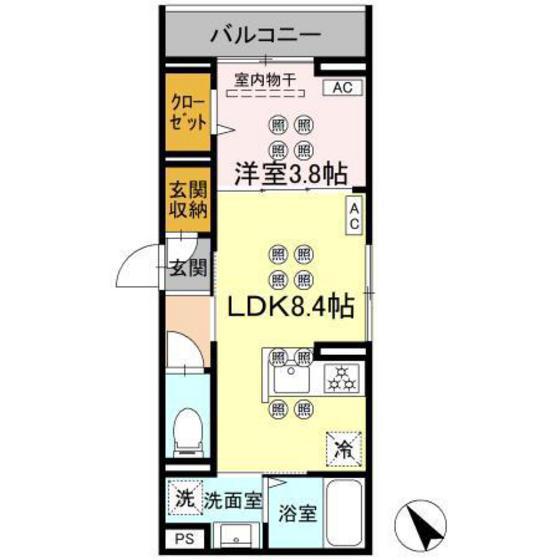 タウン庚午北(1LDK/3階)の間取り写真