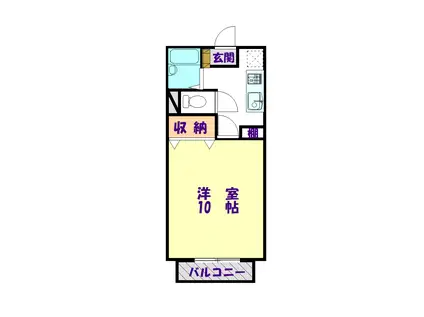 ハピネス2(1K/1階)の間取り写真