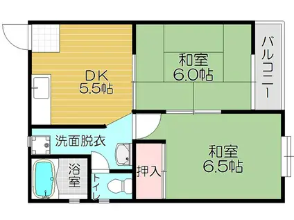 ストークコート宮垣内(2DK/2階)の間取り写真