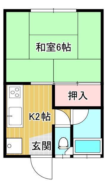 上園アパート(1K/2階)の間取り写真