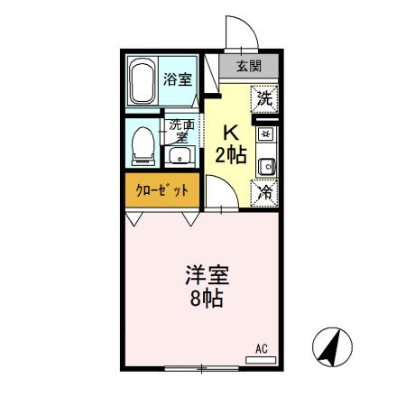 グリーンフォレスト(1K/1階)の間取り写真