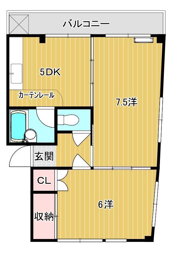 ロイヤルセゾン(2DK/2階)の間取り写真