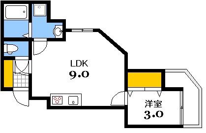 ロイヤルヴィラ向洋 B棟(1LDK/1階)の間取り写真