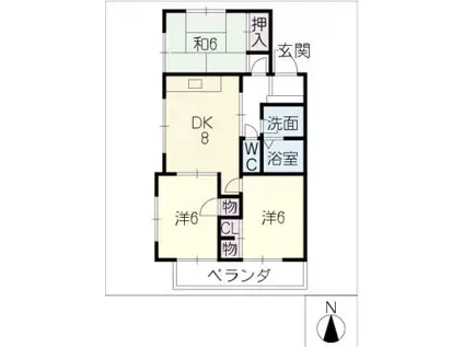 パルシェ三蔵子B棟(3DK/4階)の間取り写真