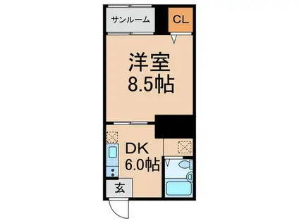 アセンダ六甲山の手(1DK/5階)の間取り写真