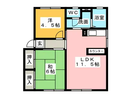 ソファレ土屋A(2LDK/1階)の間取り写真