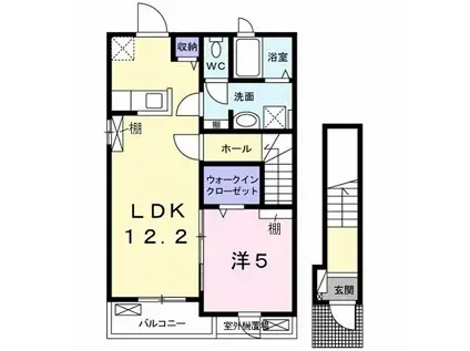 カーサ ヴェルデ(1LDK/2階)の間取り写真