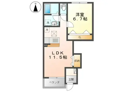 ペンブロークIII(1LDK/1階)の間取り写真