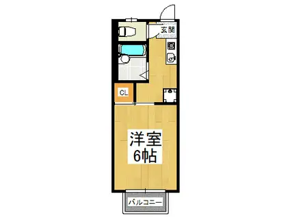 リバーヒル喜志(1K/2階)の間取り写真