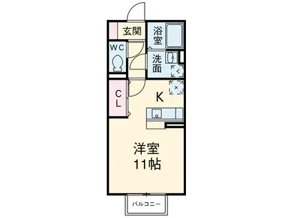 マックィーン(ワンルーム/1階)の間取り写真