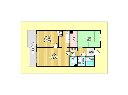 センチュリー上山手(2LDK/5階)の間取り写真