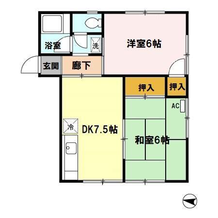 レジデンスK(2DK/2階)の間取り写真