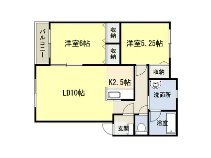 ラ・ポレール新緑(2LDK/1階)の間取り写真