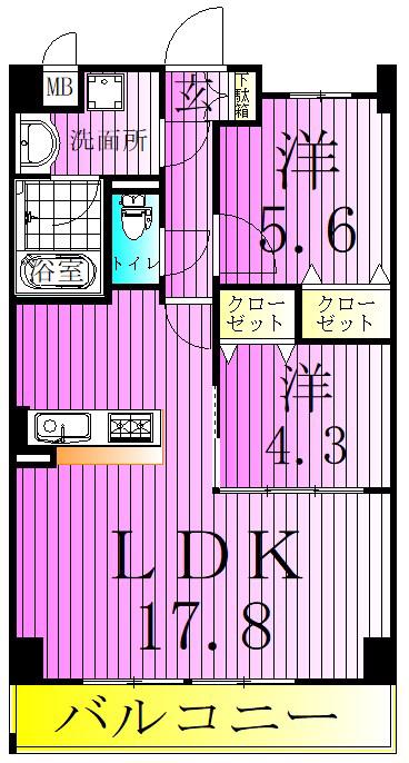 LIER &224 LAVENIR(2LDK/7階)の間取り写真