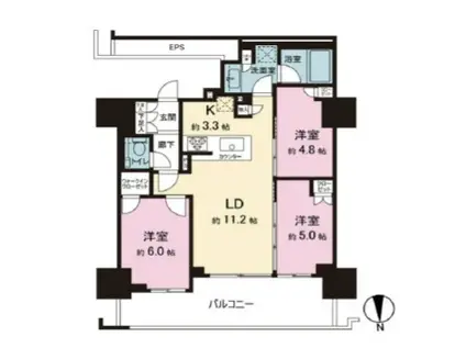 品川イーストシティタワー(3LDK/17階)の間取り写真