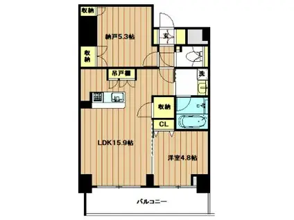 スプランディット上本町ウエスト(1SLDK/4階)の間取り写真