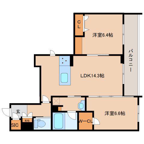 シャーメゾン やすらぎ(2LDK/1階)の間取り写真