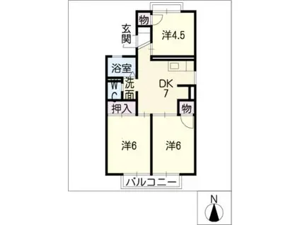 YS HOUSE A棟(3DK/2階)の間取り写真