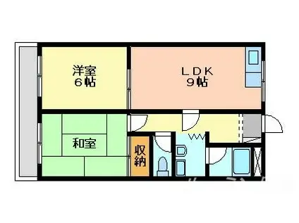 ハニーサイド塩屋(2LDK/2階)の間取り写真
