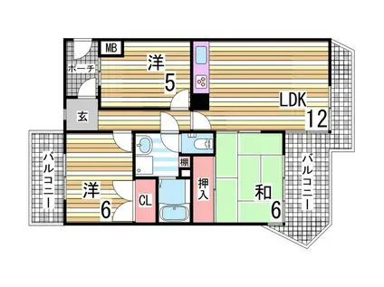 ガーデンハイツ桃山台弐番館(3LDK/1階)の間取り写真