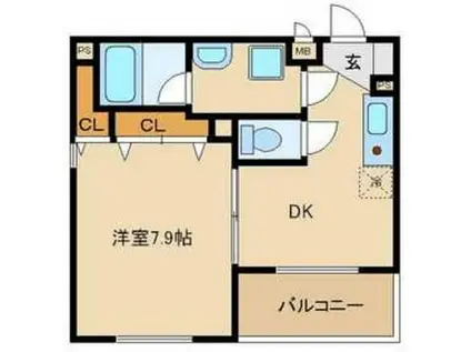 辻友ビル(1DK/4階)の間取り写真