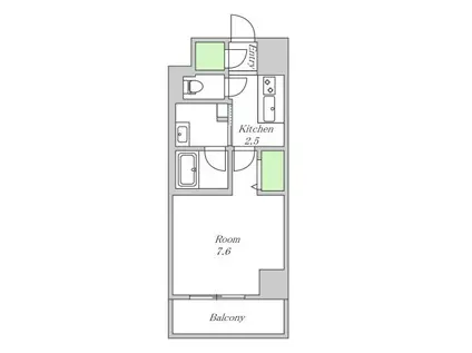 ロイヤルパークヒルズうめきた(1K/2階)の間取り写真