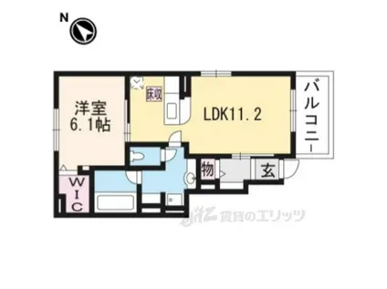 グリーン琥珀近江Ⅱ(1LDK/1階)の間取り写真