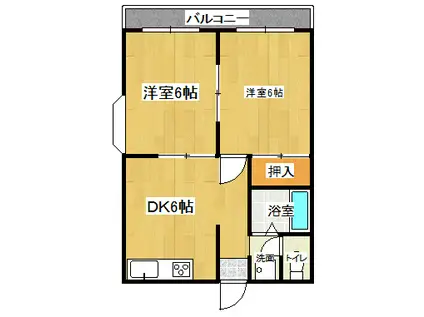 グリーンヒルクラモチ(2DK/2階)の間取り写真