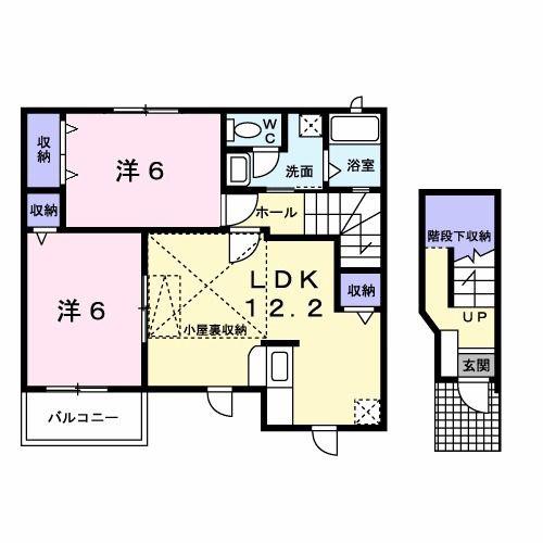ミレニアムハイツS(2LDK/2階)の間取り写真